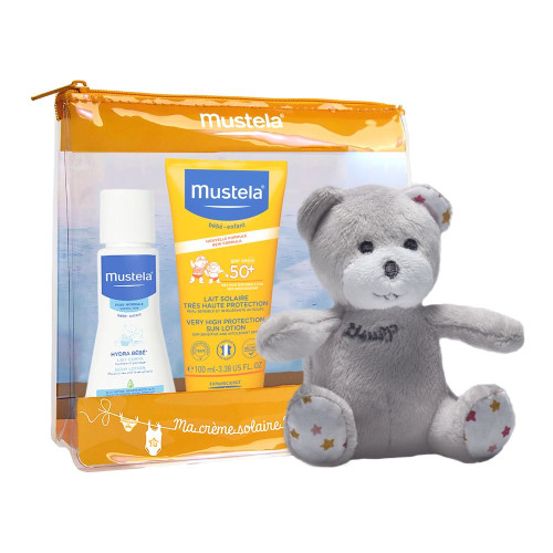 Mustela Promo Set Lotion SPF 50+ 3.38 fl oz (100 ml) + Hydra Baby Body Lotion 1.69 fl oz (50 ml) + Free Gift