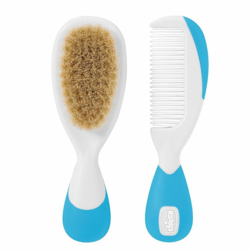 Chicco Comb and Brush Set with Natural Bristles Blue