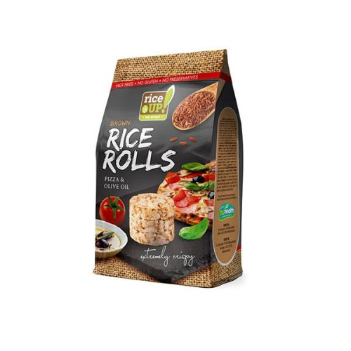 Rice Up Brown Rice Rolls Pizza and Olive Oil Mini Brown Whole Grain Rice Cakes with Pizza and Olive Oil Flavor Gluten-Free 1.76 oz (50 g)