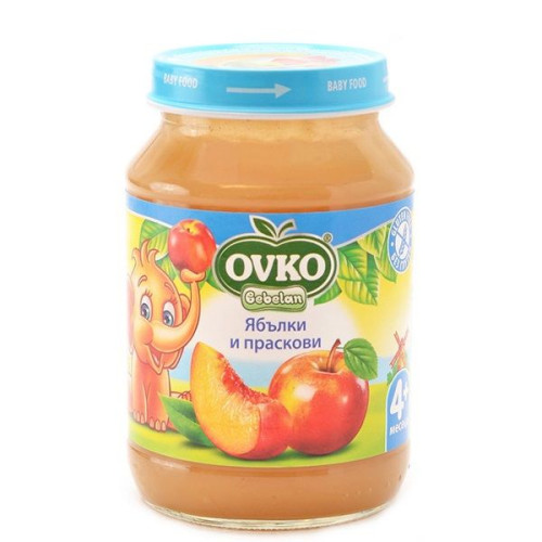 Ovko Fruit Puree with Apples and Peaches for Children 4+ Months 6.7 oz (190 g)