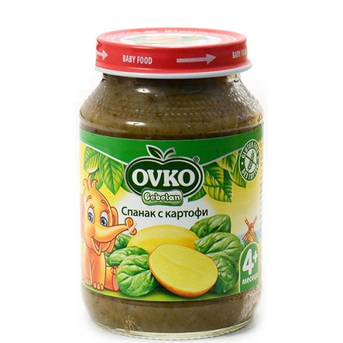 Ovko Vegetable Puree Spinach with Potatoes for Children 4+ Months 6.7 oz (190 g) - 1079