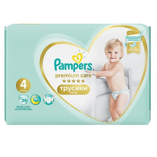 Pampers Premium Care 4 Diapers - Pants for Children 19.8-33 lb (9-15 kg) 38 pcs