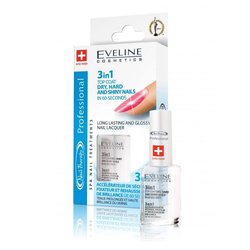Eveline Quick-drying 3-in-1 Top Coat for Nails 0.41 fl oz (12 ml)