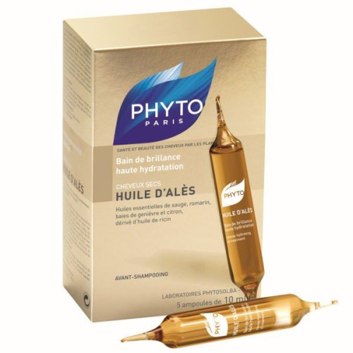 Phyto Huile D'ales Hydrating Oil for Dry Hair 0.34 fl oz (10 ml) 5 Ampoules