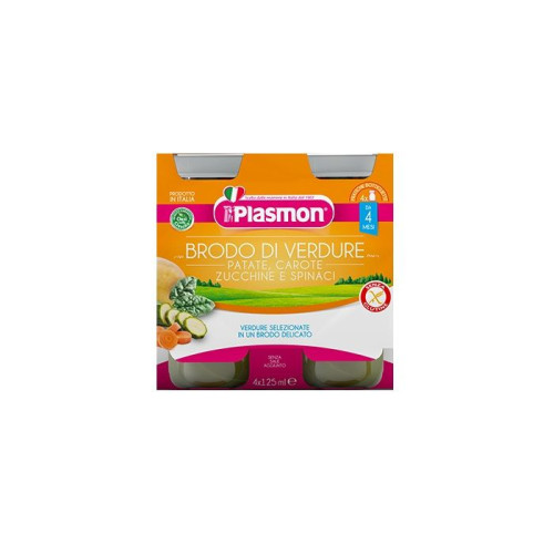 Plasmon Vegetable Broth for Children 4+ Months 4 x 4.23 fl oz (125 ml)