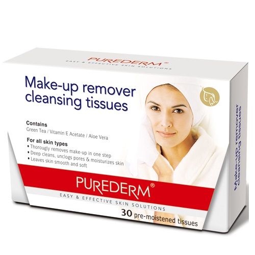 Purederm Wet Wipes for Makeup Removal Around the Eyes 30 pcs