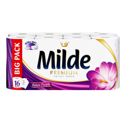 Milde Premium Relax Purple Scented 3-ply Toilet Paper 16 Rolls