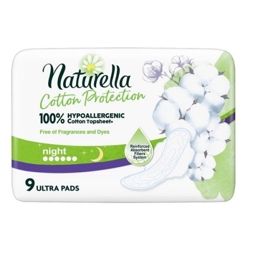 Naturella Cotton Protection Night Nighttime Sanitary Pads for Women 9 pcs