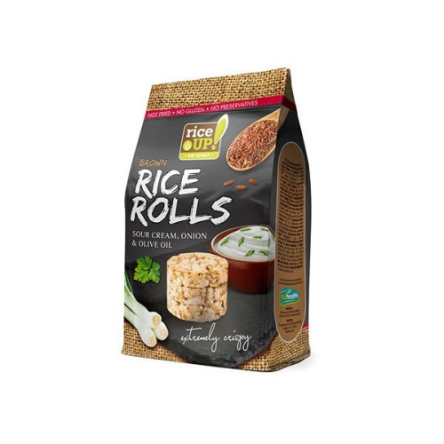 Rice Up Brown Rice Rolls Sour Cream Onion and Olive Oil Mini Brown Whole Grain Rice Rolls Gluten-Free 1.76 oz (50 g)