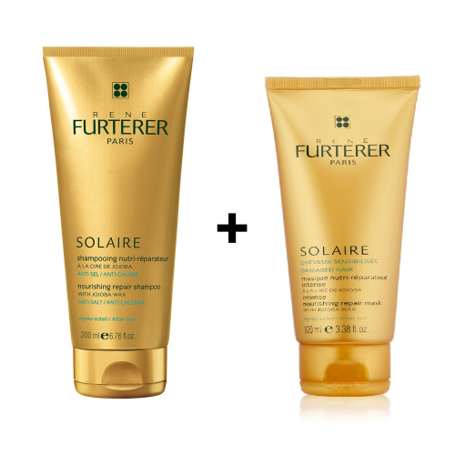 Rene Furterer Solaire Promo Set Nourishing After Sun Exposure Shampoo and Restorative Mask with Jojoba Wax