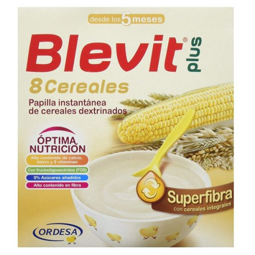 Blevit Plus Superfibra Cereal with 8 Grains and Honey with Bifidus Effect for Children 5+ Months 1.32 lb (600 g)