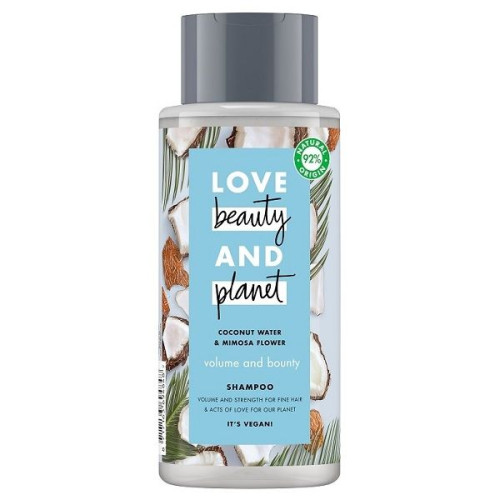 Love Beauty and Planet Coconut Water and Mimosa Volumizing Shampoo for Fine Hair 13.53 fl oz (400 ml)