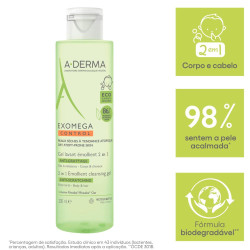 A-Derma Exomega Control Cleansing Emollient Baby Gel for Hair and Body 2 in 1 16.91 fl oz (500 ml)