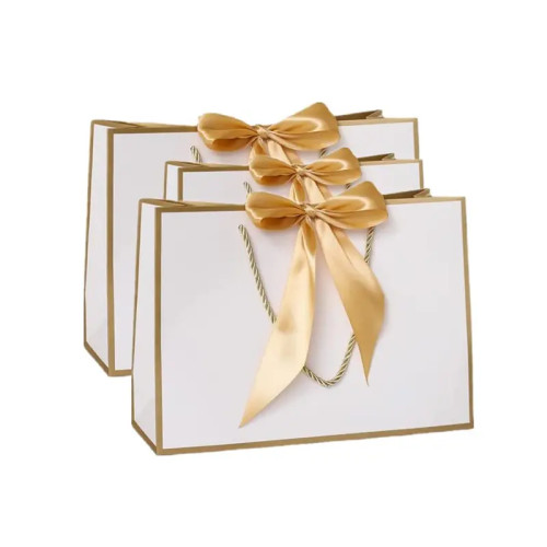 Elite Gift Paper Bag - Gold Ribbon Square